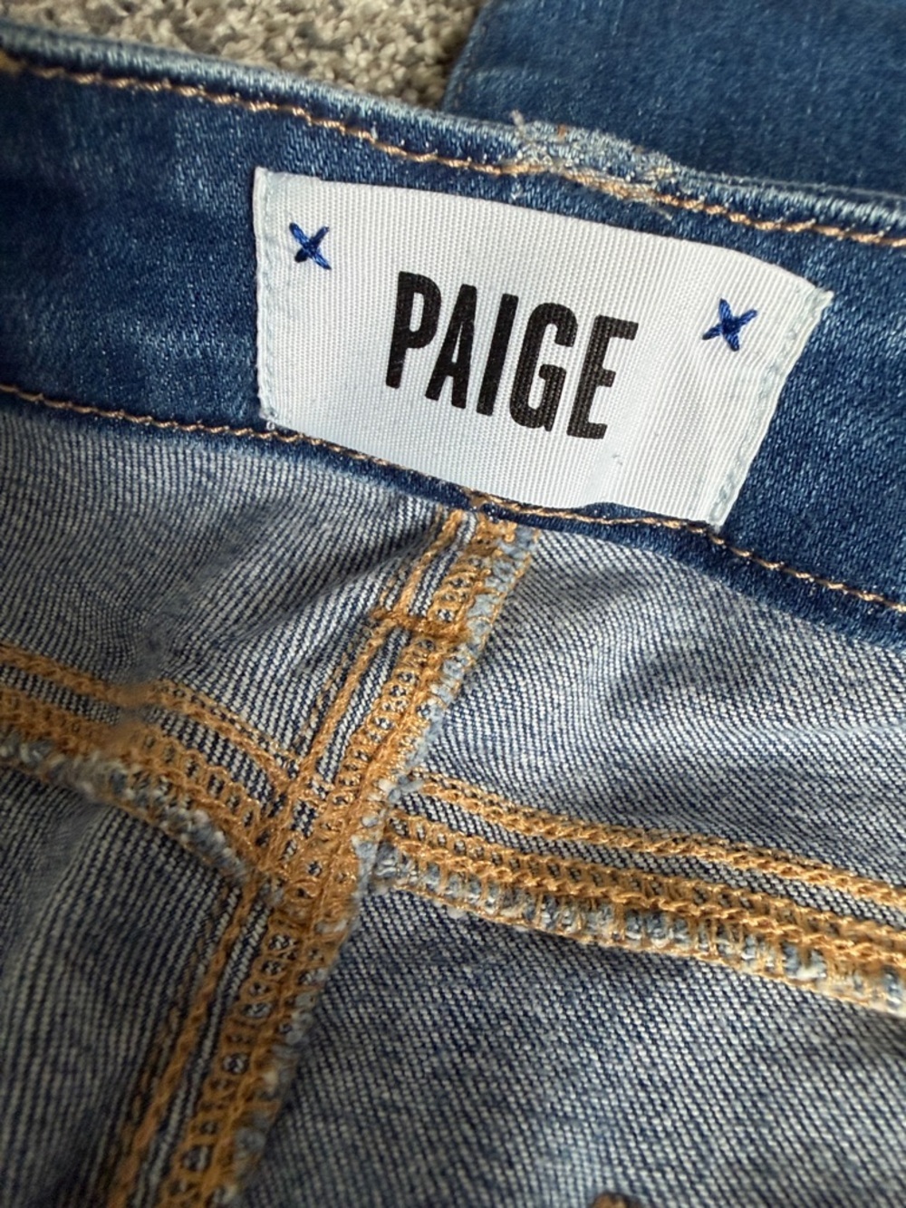 PAIGE Skyline Transcend Vintage Raw Hem Skinny Jeans in Mid Blue - Picture 2 of 7